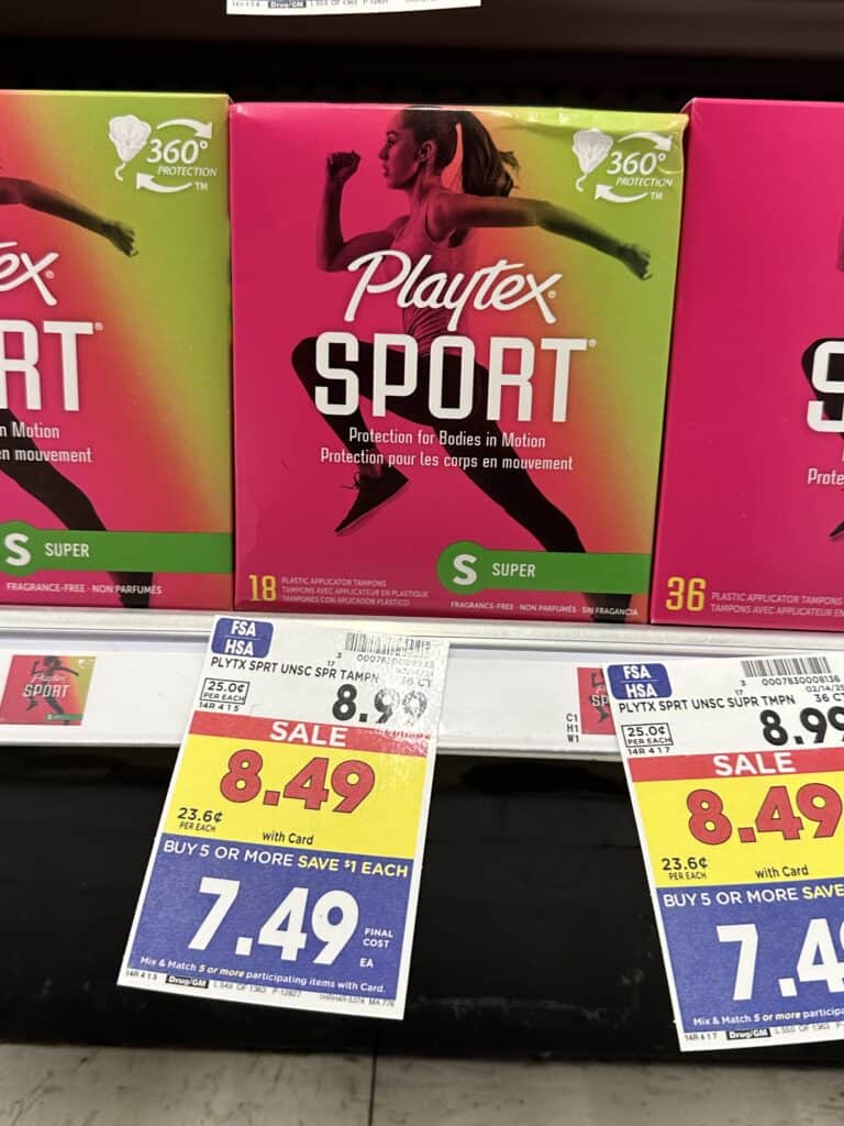 Carefree Pads and Playtex Tampons Kroger Shelf Image