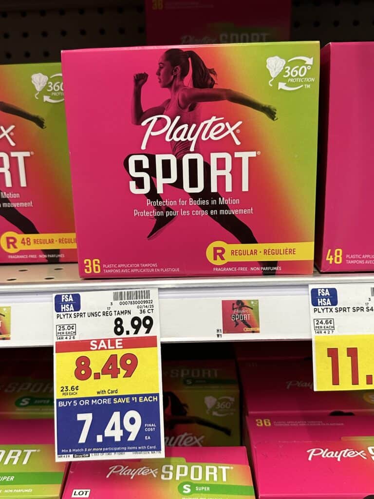 Carefree Pads and Playtex Tampons Kroger Shelf Image