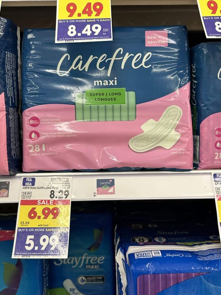 Carefree Pads and Playtex Tampons Kroger Shelf Image