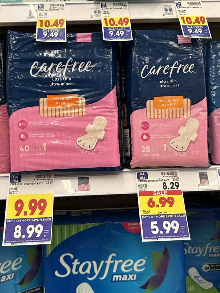 Carefree Pads and Playtex Tampons Kroger Shelf Image