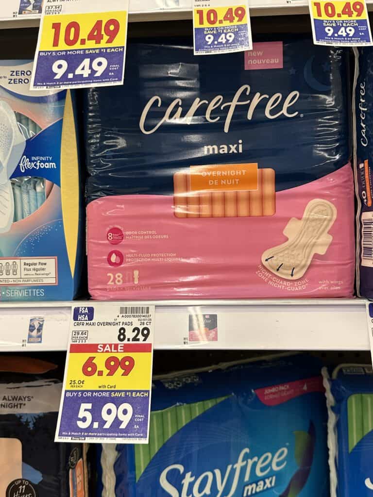 Carefree Pads and Playtex Tampons Kroger Shelf Image