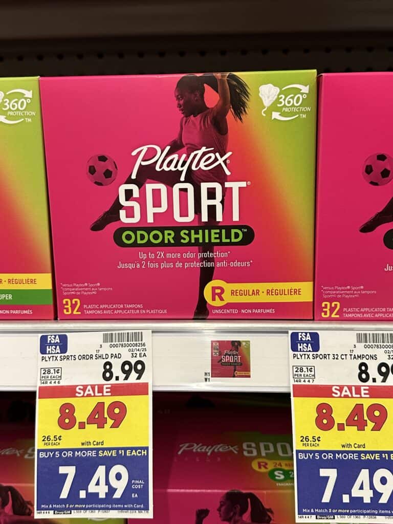 Carefree Pads and Playtex Tampons Kroger Shelf Image