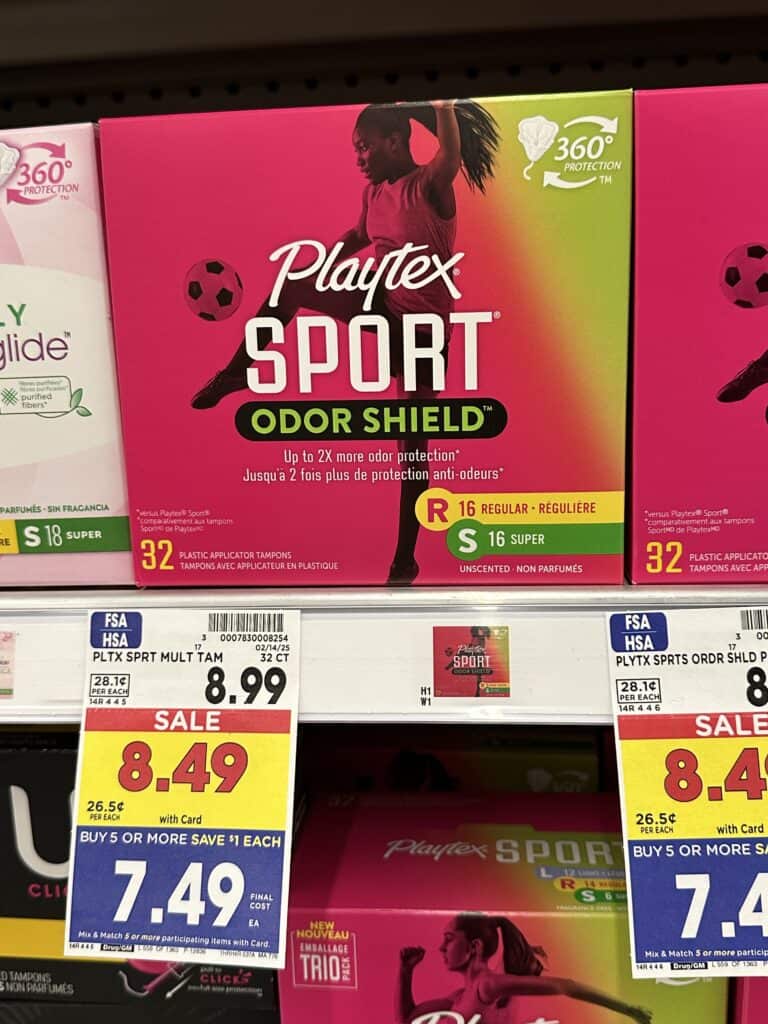 Carefree Pads and Playtex Tampons Kroger Shelf Image