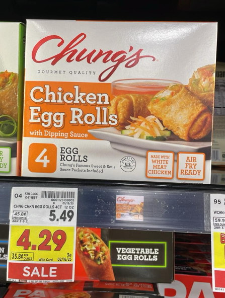 Chung's Egg Rolls Kroger Shelf Image