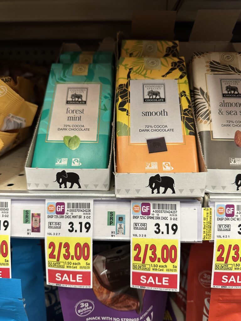Endangered Species Chocolate Bars Kroger Shelf Image