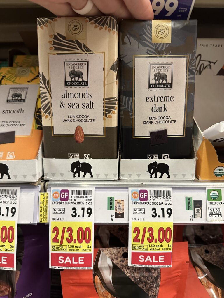 Endangered Species Chocolate Bars Kroger Shelf Image