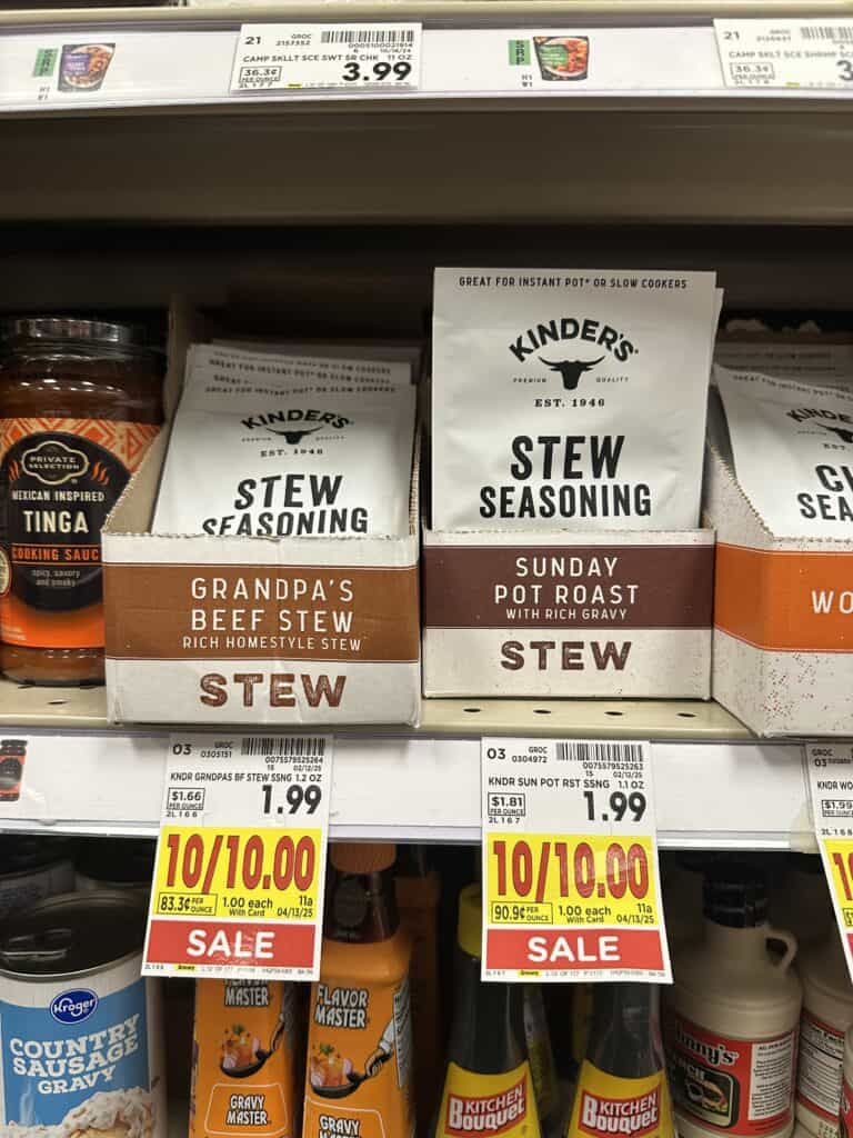 Kinder's Seasoning Pouches Kroger Shelf Image 