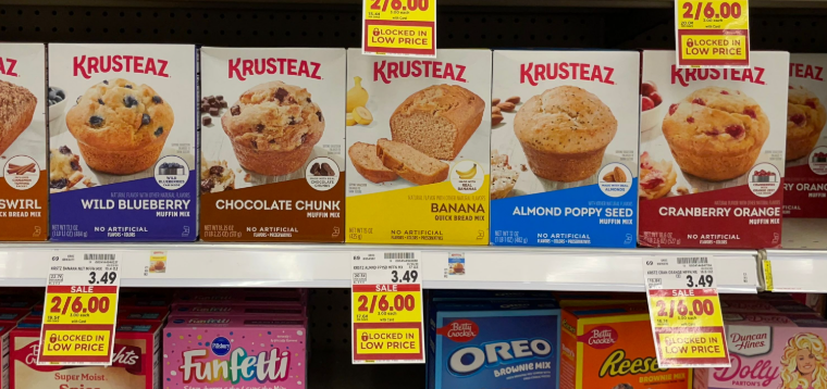Krusteaz Muffin Mixes Kroger Shelf Image