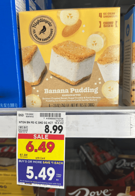 Nightingale Ice Cream Sandwiches Kroger Shelf Image
