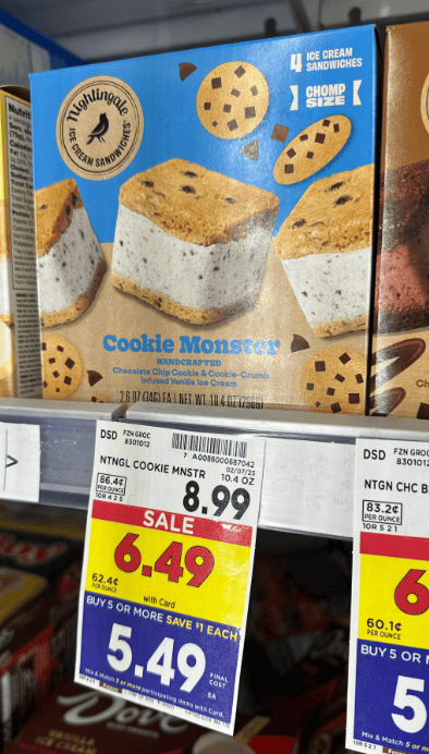 Nightingale Ice Cream Sandwiches Kroger Shelf Image