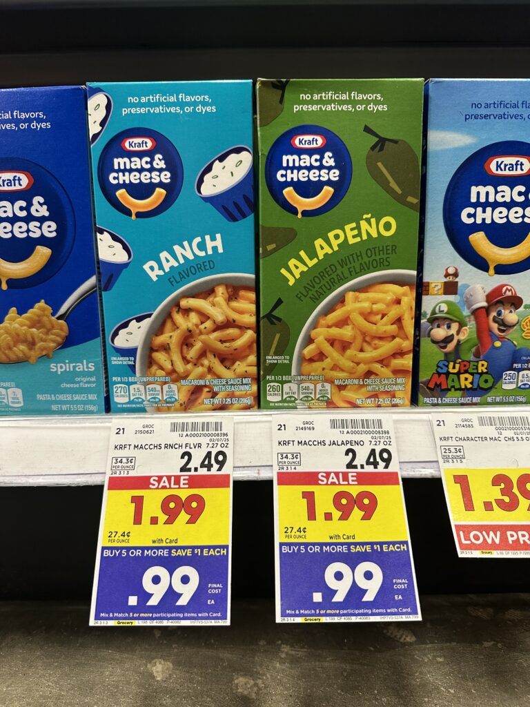 kraft flavored mac and cheese kroger shelf image