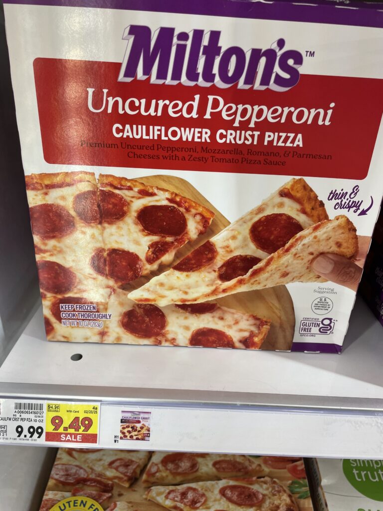 Milton's Caulifower Crust Pizza Kroger Shelf Image