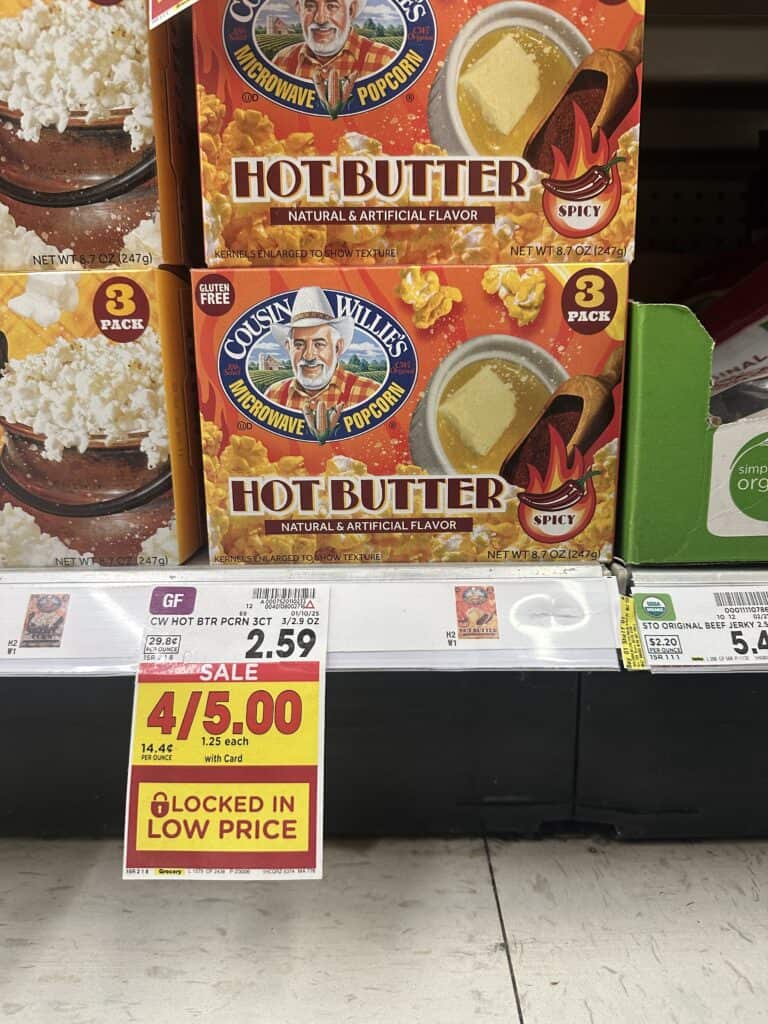 Cousin Willies Hot Butter Microwave Popcorn Kroger Shelf Image