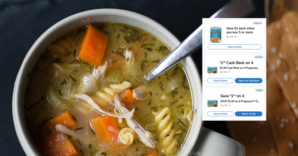 Progresso Soup Kroger Digital and Kroger Cash Back