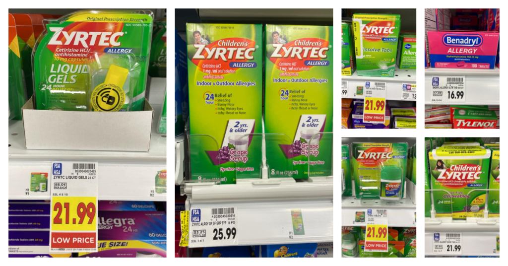 Zyrtec and Benadryl Kroger Shelf Images
