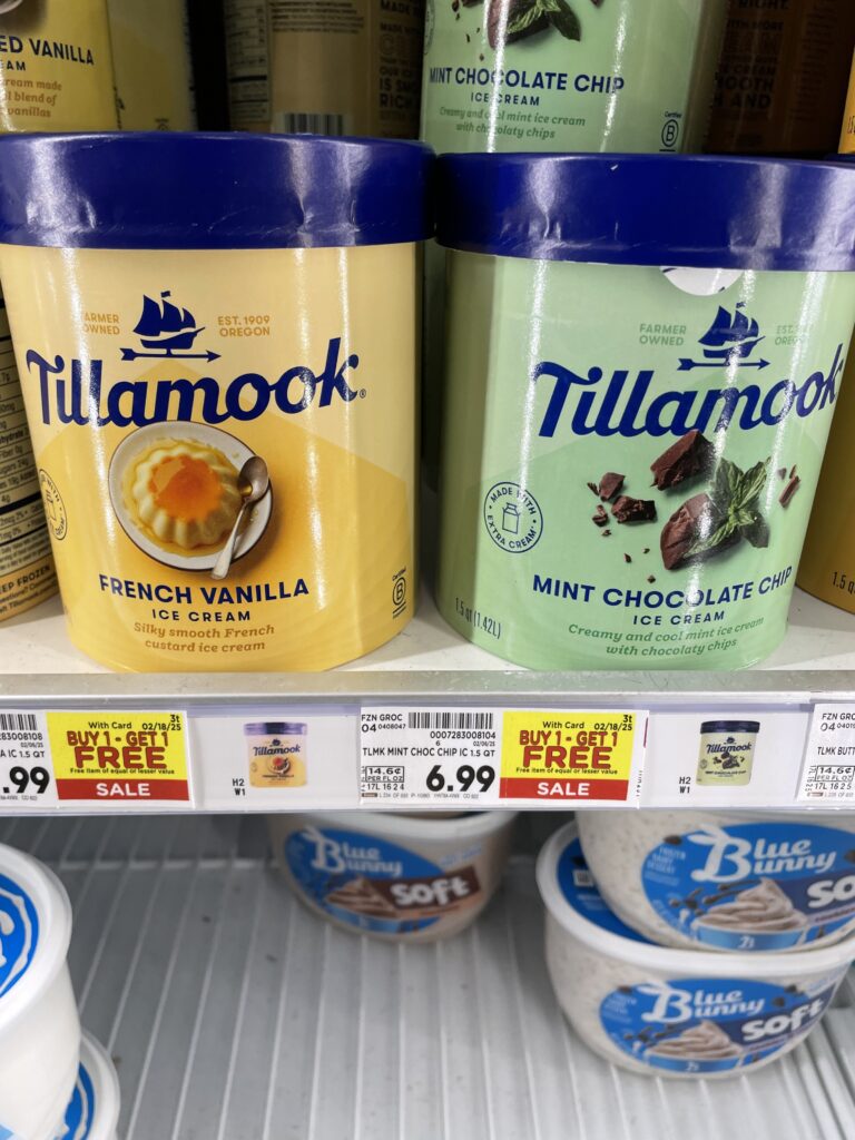 tillamook ice cream kroger shelf image (1)