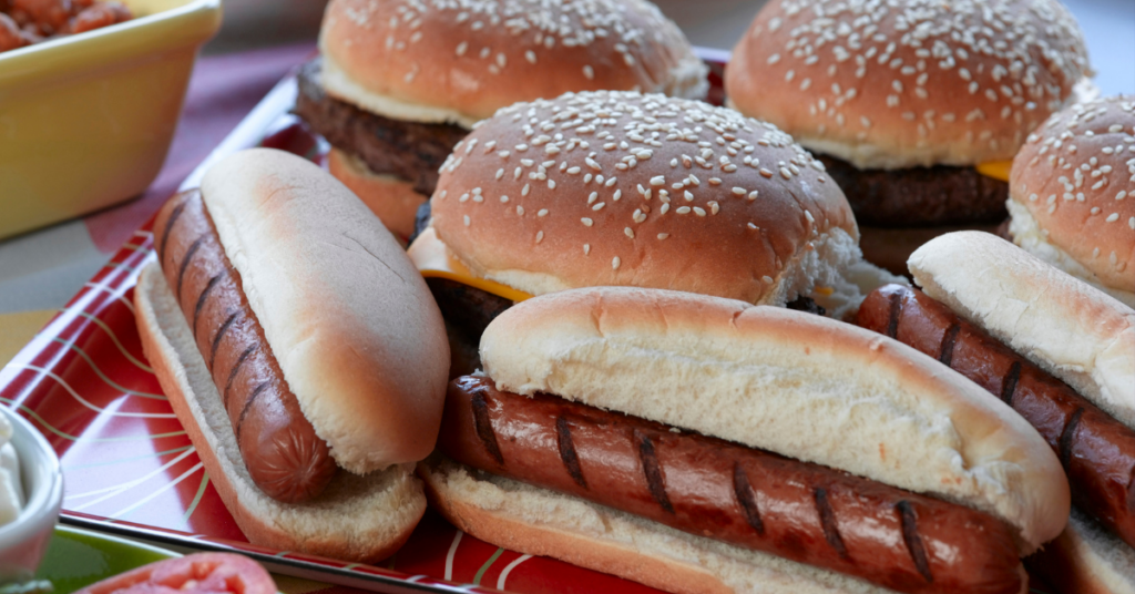 hamburgers and hot dogs