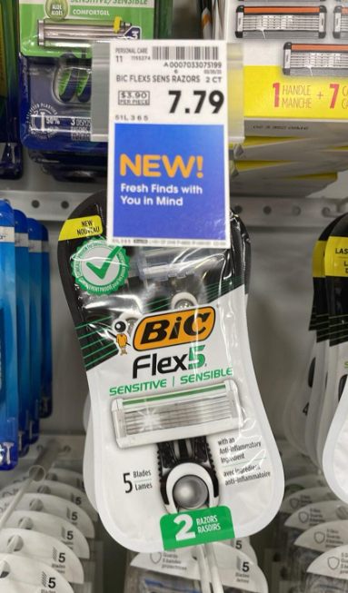 Bic Flex5 Sensitive Razor Kroger Shelf Image