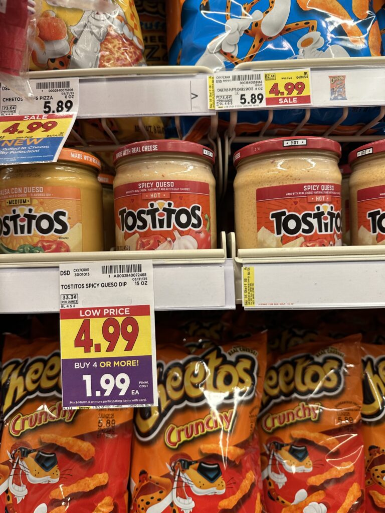 Sunchips and Tostitos Dips Kroger Shelf Images