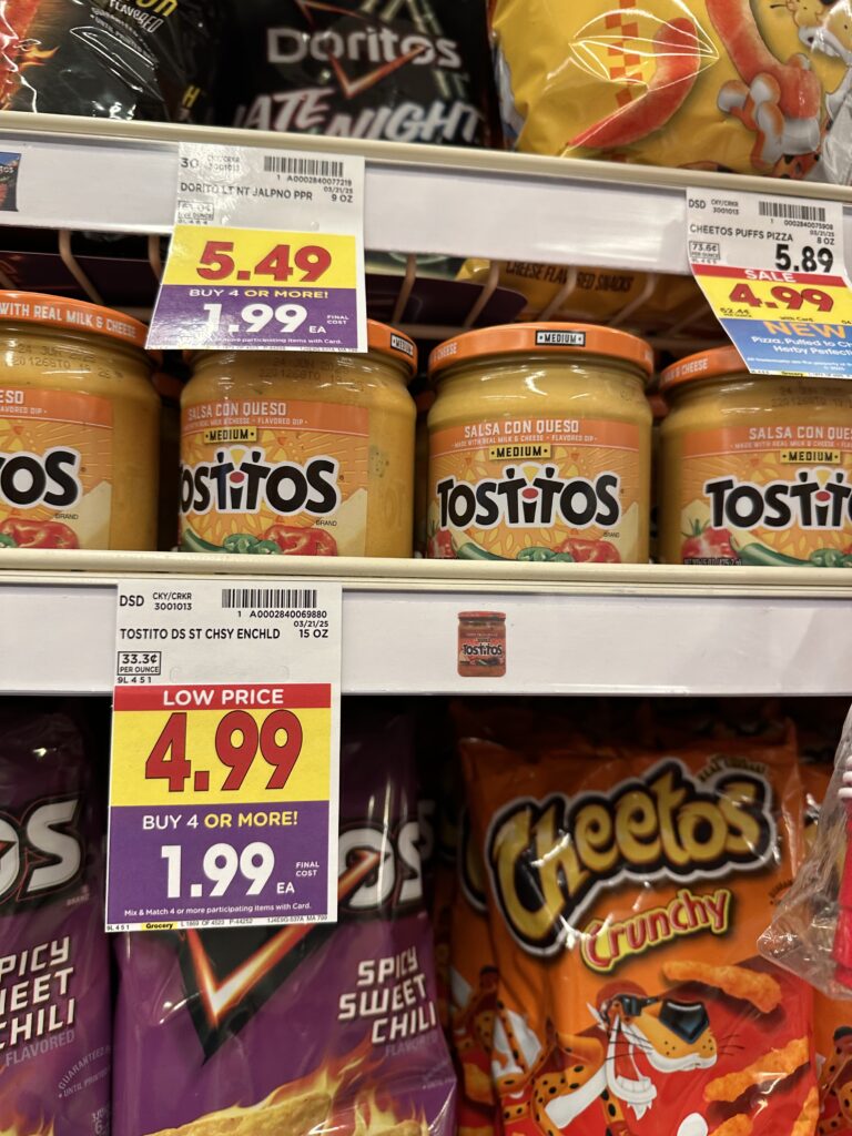 Sunchips and Tostitos Dips Kroger Shelf Images