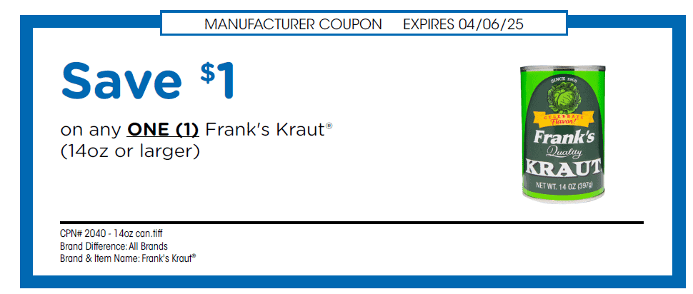 Frank's Kraut Coupon Kroger

