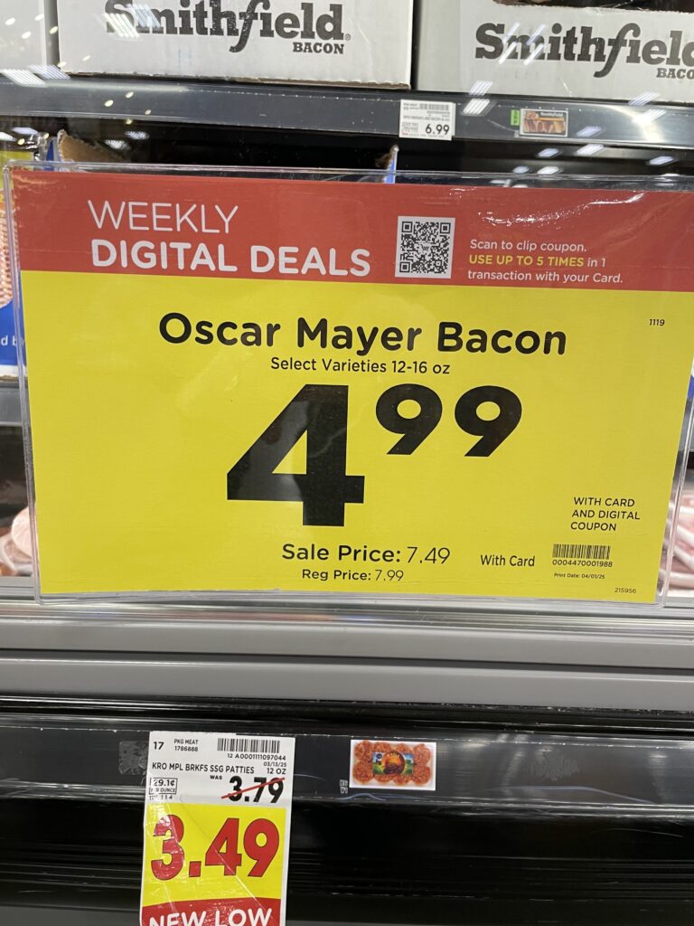 Oscar Mayer Bacon Kroger Shelf Image