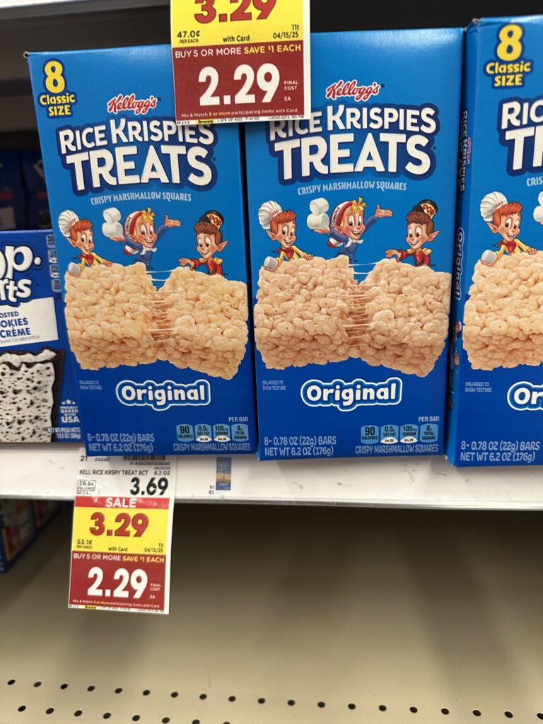 Kelloggs's Rice Krispies Treats Kroger Shelf Image