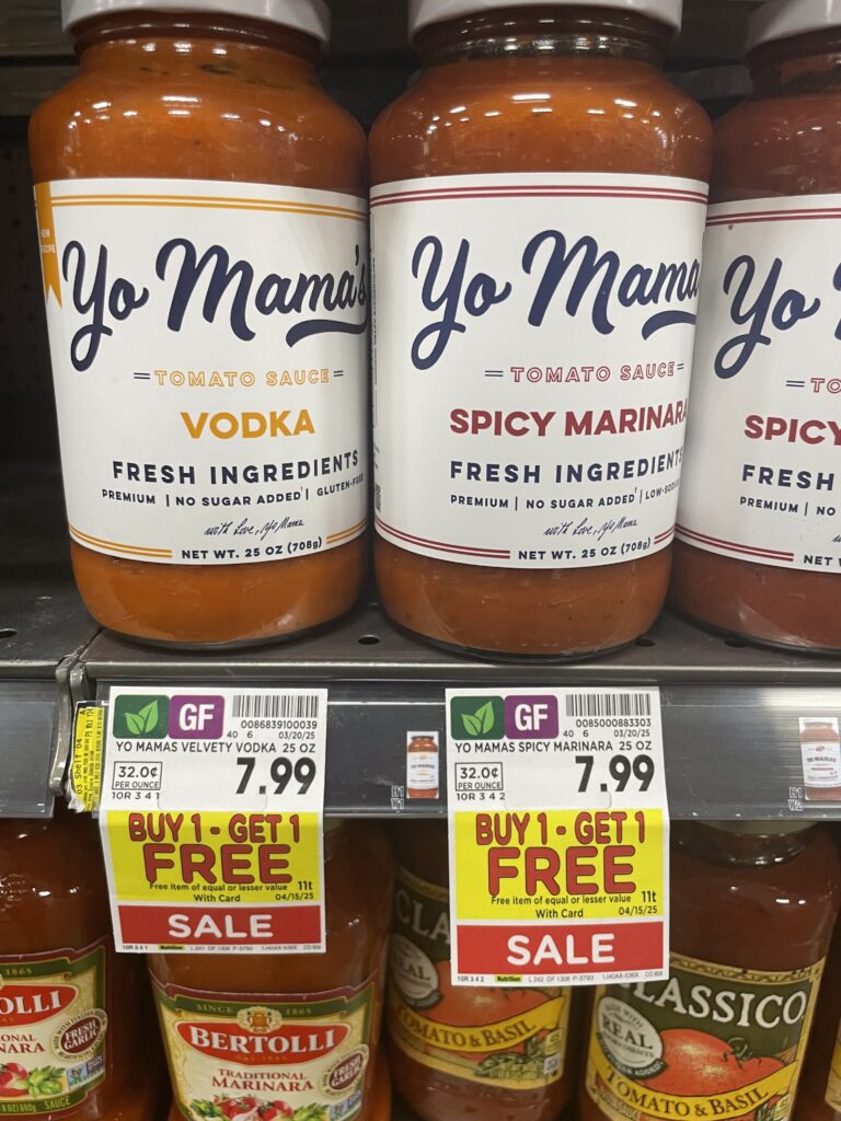 Yo Mama's Pasta Sauce Kroger Shelf Image