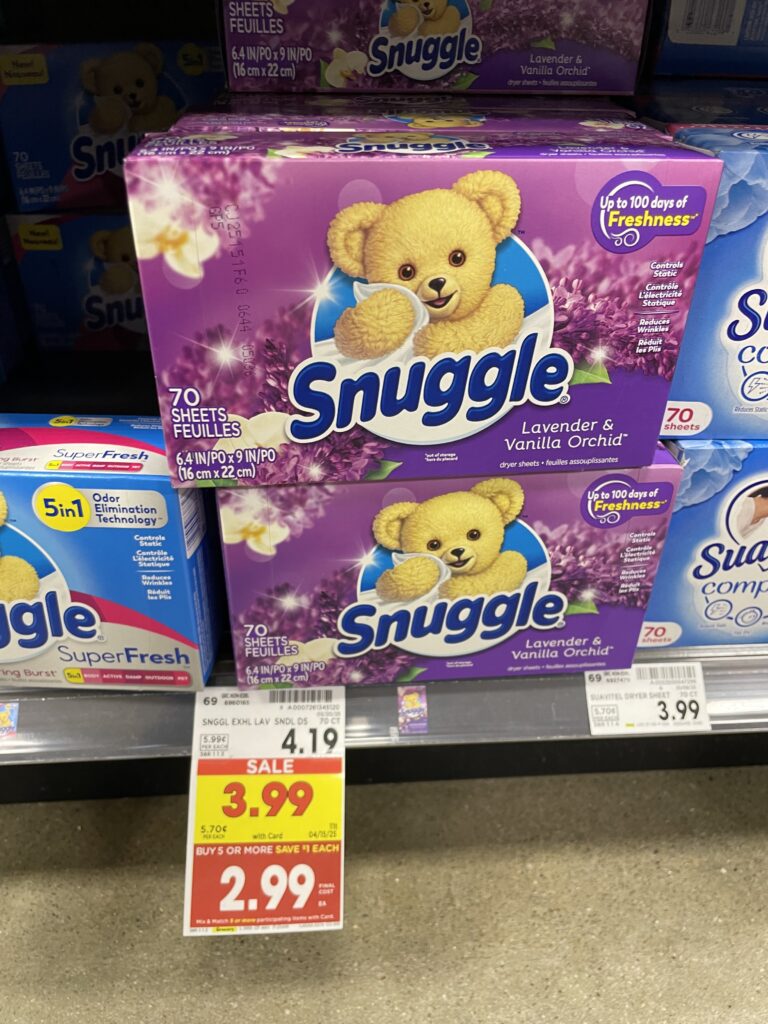 all and snuggle dryer sheets kroger shelf image (1)