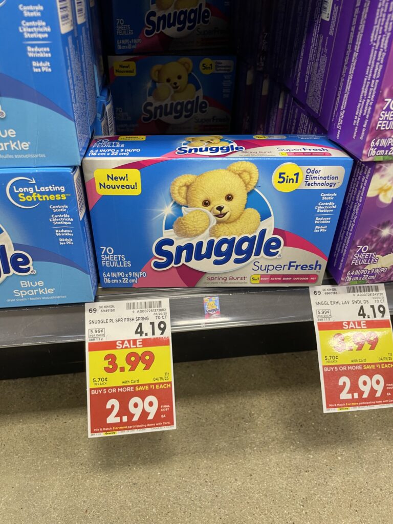 all and snuggle dryer sheets kroger shelf image (1)