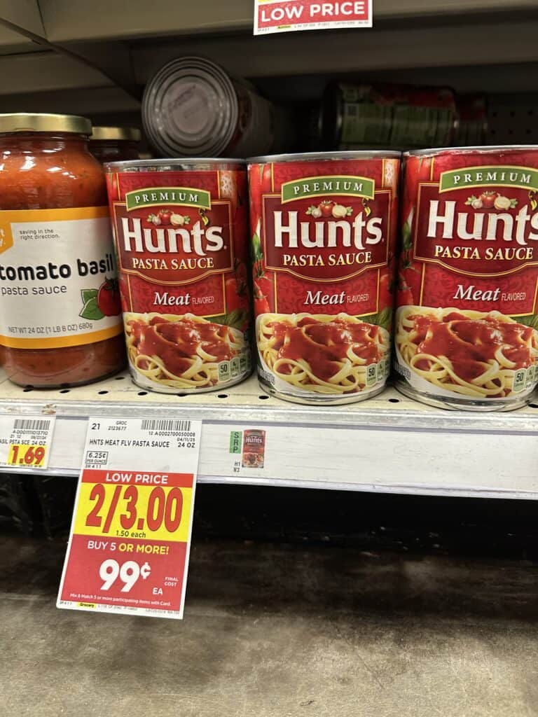 hunts pasta sauce kroger shelf image (1)
