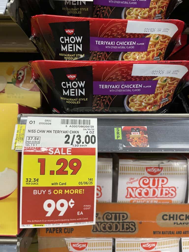 nissin chow mein kroger shelf image