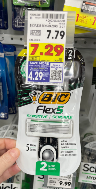 Bic Flex5 Sensitive Razor Kroger Shelf Image