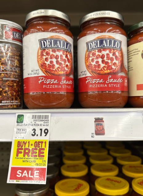 Delallo pizza sauce kroger shelf image