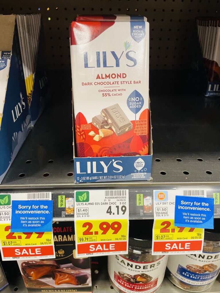 lily's chocolate bars kroger shelf image (1)