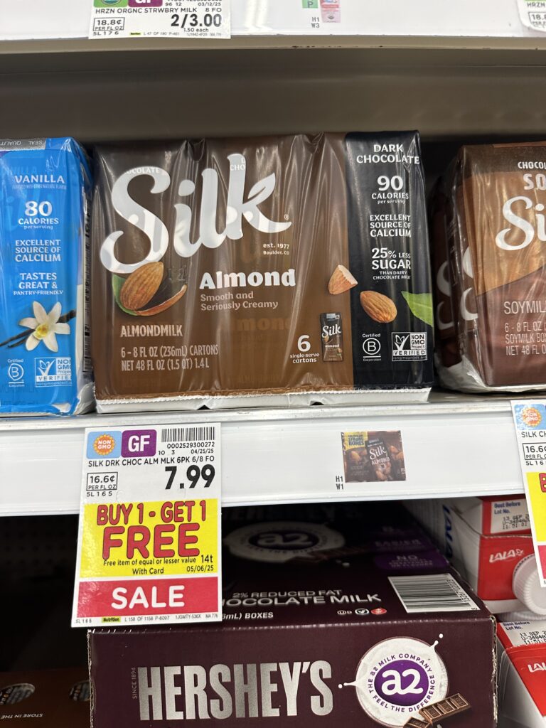silk almond milk kroger shelf image (1)
