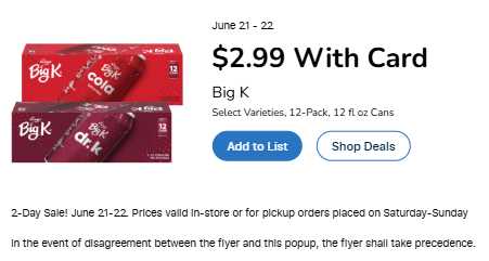 Kroger 2 day sale