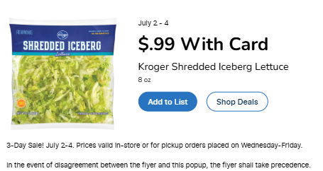 Kroger 3 day sale