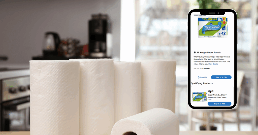 Kroger Paper towels digital coupon