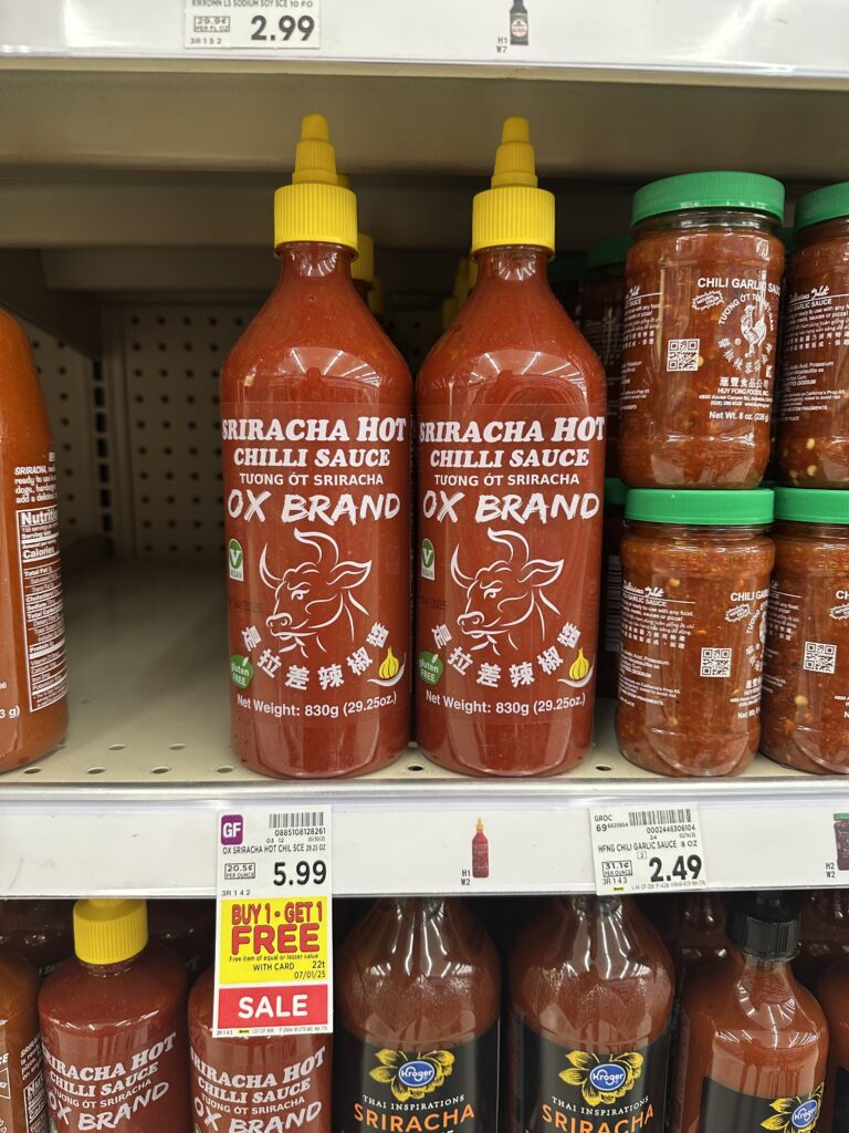 Ox brand sriracha sauce kroger shelf image