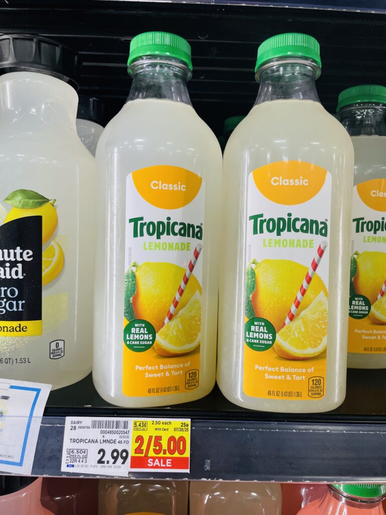 Tropicana Lemonade Kroger Shelf Image