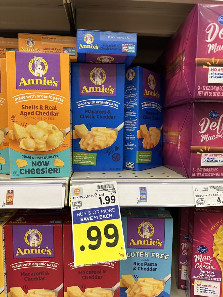 annie's mac and cheese kroger shelf image (1)