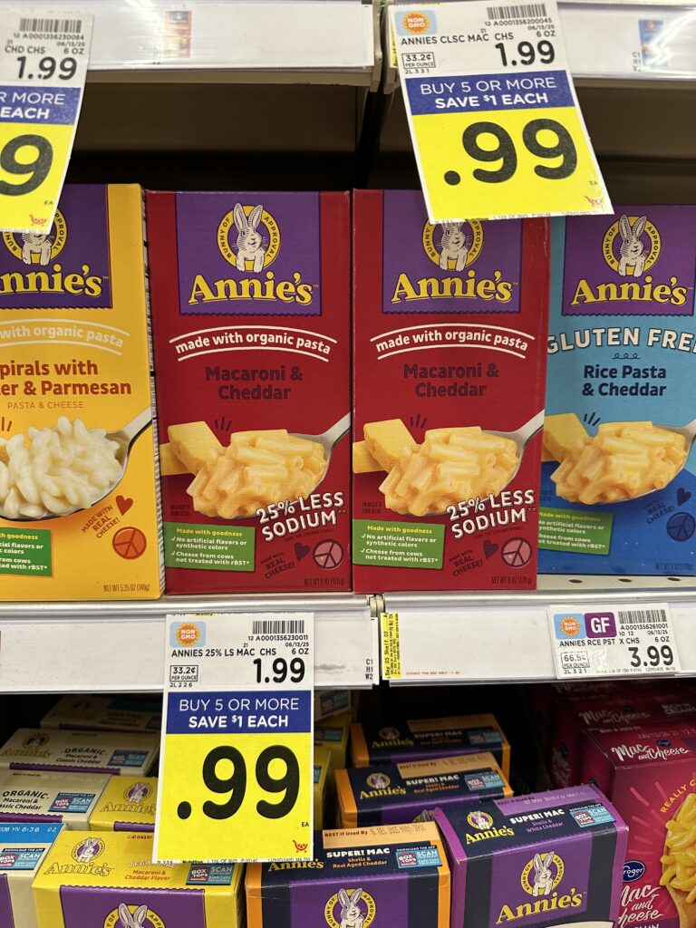 annie's mac and cheese kroger shelf image (1)