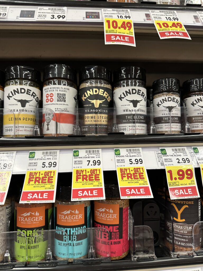 kinder's seasonings kroger shelf image (1)