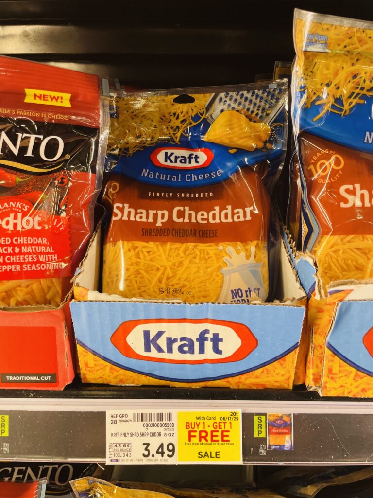 kraft shredded and string cheese kroger shelf image (1)