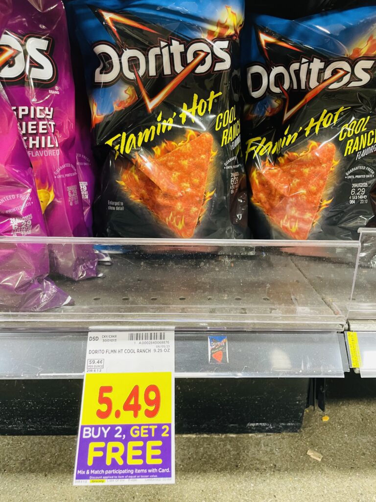 ruffles, cheetos and doritos kroger shelf image (1)