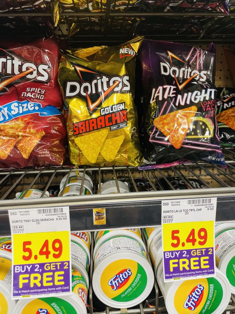 ruffles, cheetos and doritos kroger shelf image (1)