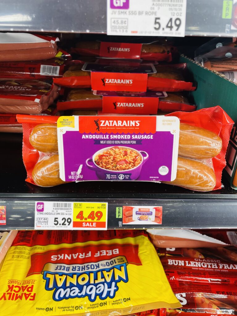zatarains smoked sausage kroger shelf image