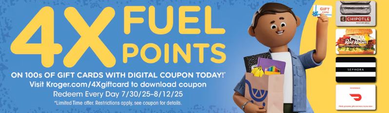 4x fuel points on gift cards kroger
