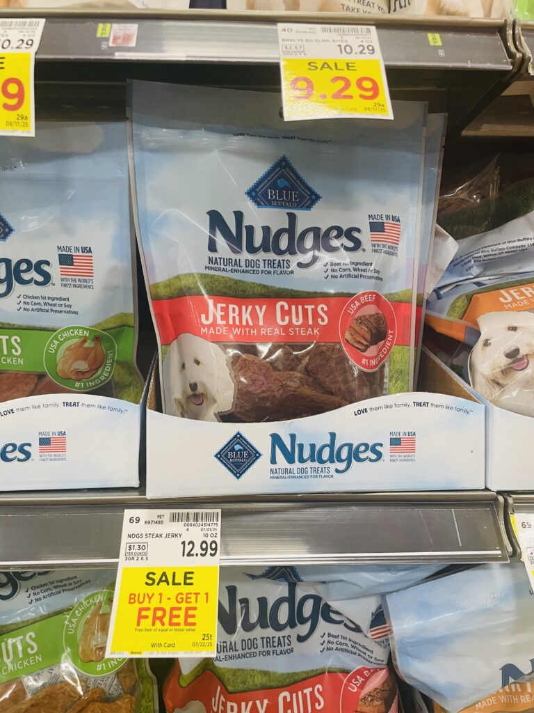 Blue Nudges Dog Treats Kroger Shelf Image